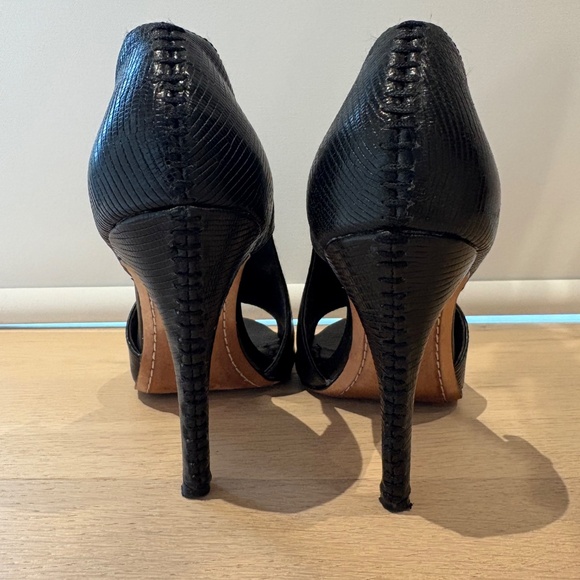 Alice + Olivia black leather d’Orsay peep toe heels, 8.5 - Picture 3 of 4